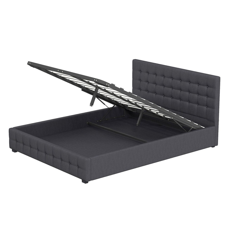 Home Decoration Royal Comfort | Milano Decor Eden Gas Lift Bed With Headboard Platform Storage Fabric Dark Grey