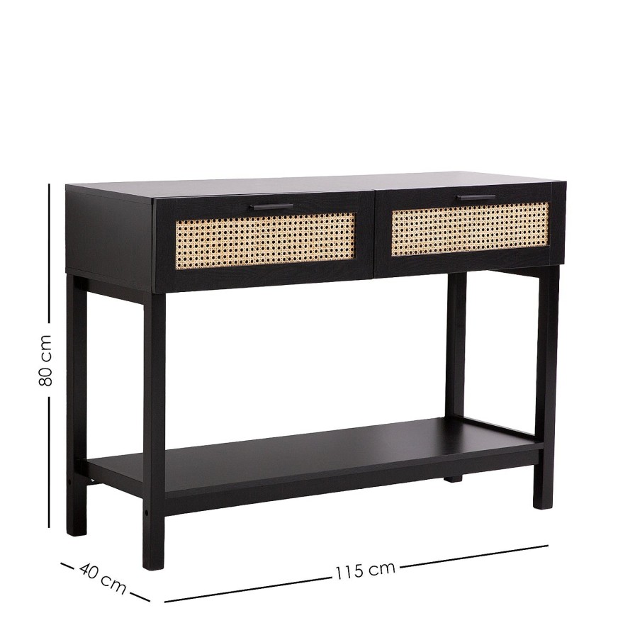 Home Decoration Royal Comfort | Casa Decor Tulum Rattan Console Table Entry Table Storage Hallway Wood Black