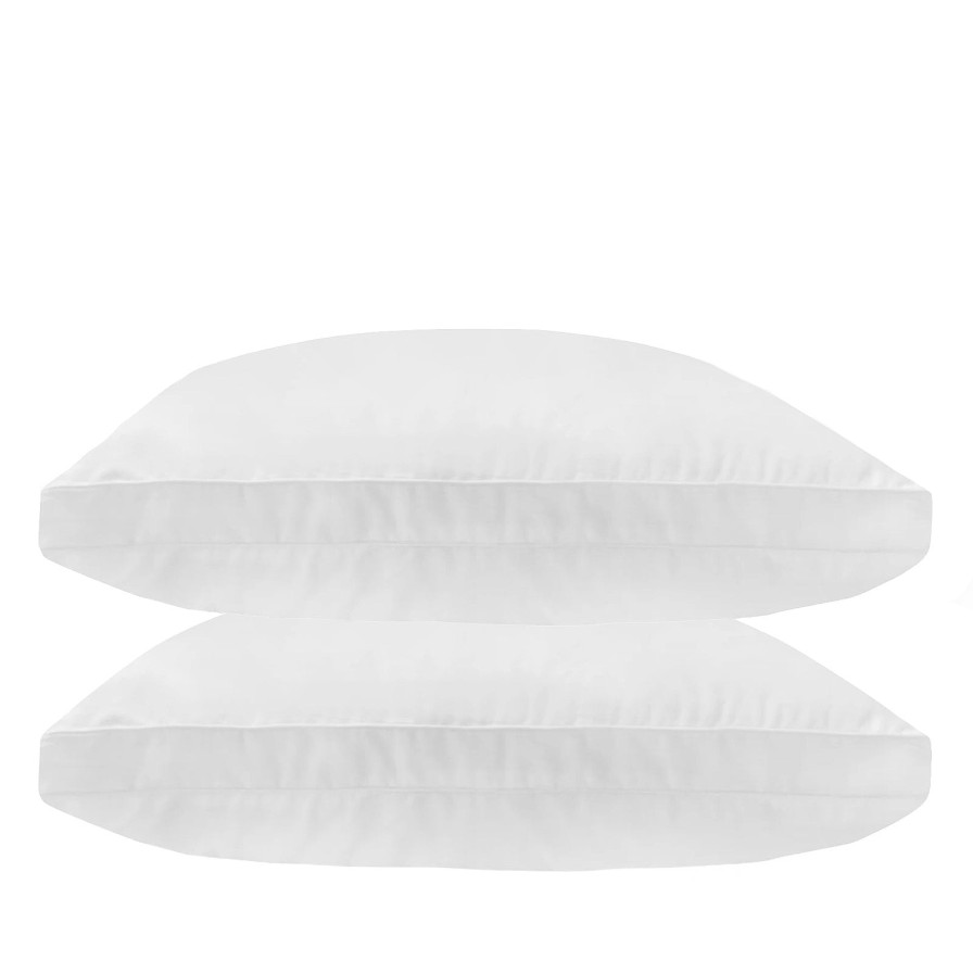 Home Decoration Royal Comfort | Royal Comfort Luxury Bamboo Blend Gusset Pillow Twin Pack 4Cm Gusset Support White