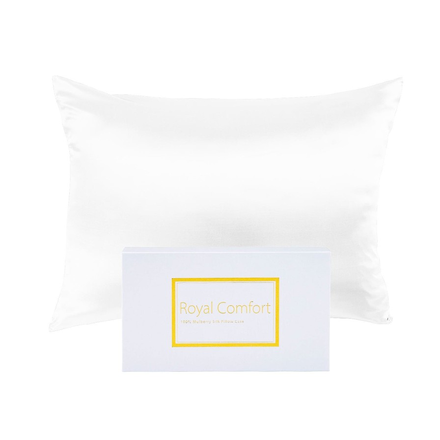 Home Decoration Royal Comfort | Bamboo Blend Sheet Set+Duck Down Pillows+Silk Pillowcase Bundle Queen White