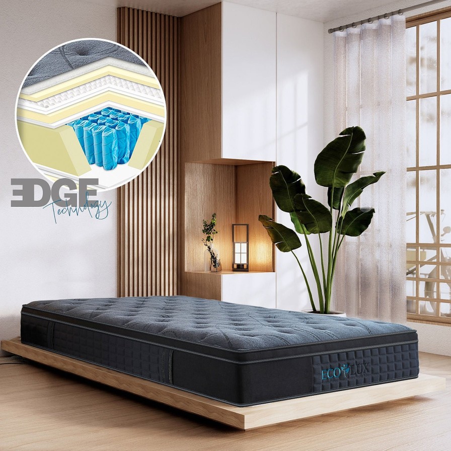 Home Decoration Royal Comfort | Eco Lux Edge Support Euro Top 7-Zone Pocket Spring Mattress Plush Medium Firm Charcoal