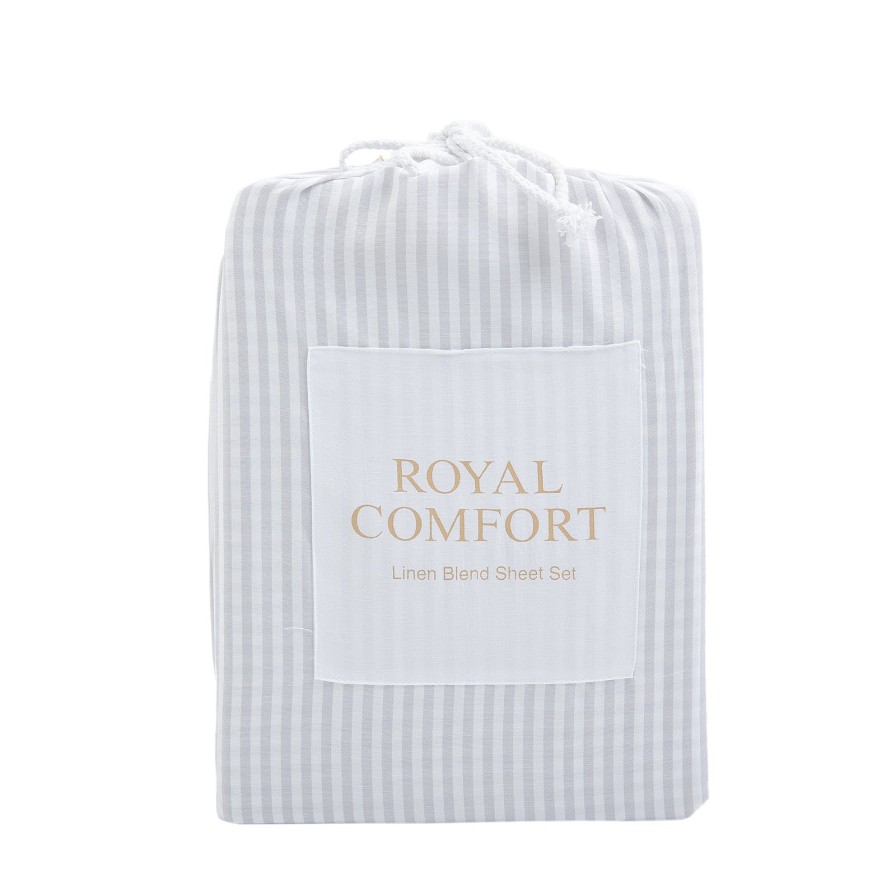 Home Decoration Royal Comfort | Royal Comfort Stripes Linen Blend Sheet Set Bedding Luxury Breathable Ultra Soft