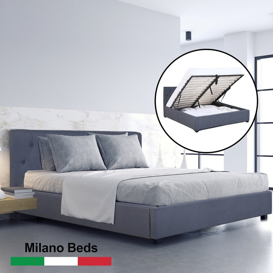 Home Decoration Royal Comfort | Milano Decor Capri Bed Frame + Luxopedic Euro Top Mattress Bedroom Set Charcoal