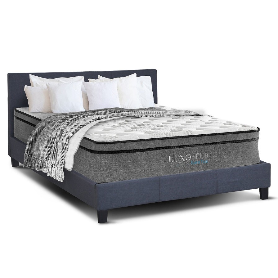 Home Decoration Royal Comfort | Milano Decor Capri Bed Frame + Luxopedic Euro Top Mattress Bedroom Set Charcoal