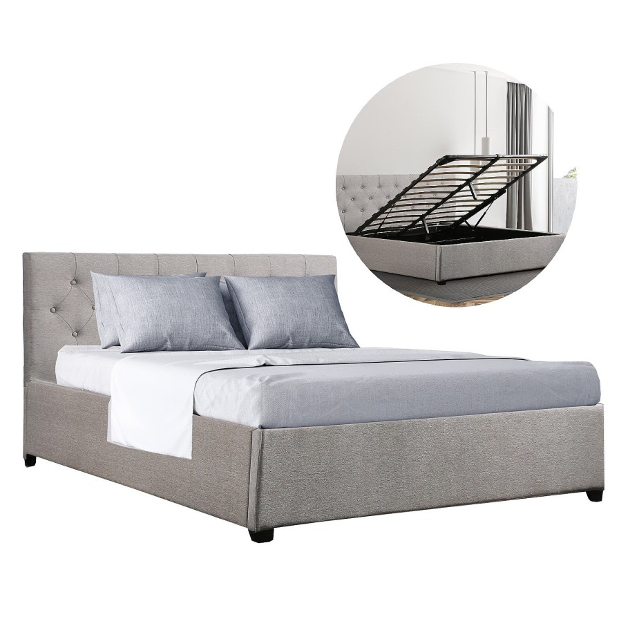 Home Decoration Royal Comfort | Milano Decor Westlake Luxe Gas Lift Storage Bed Light Grey