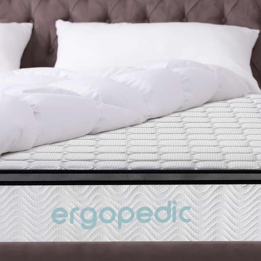 Home Decoration Royal Comfort | Ergopedic Mattress 5 Zone Latex Pocket Spring Mattress In A Box 30Cm White/ Grey/ Black