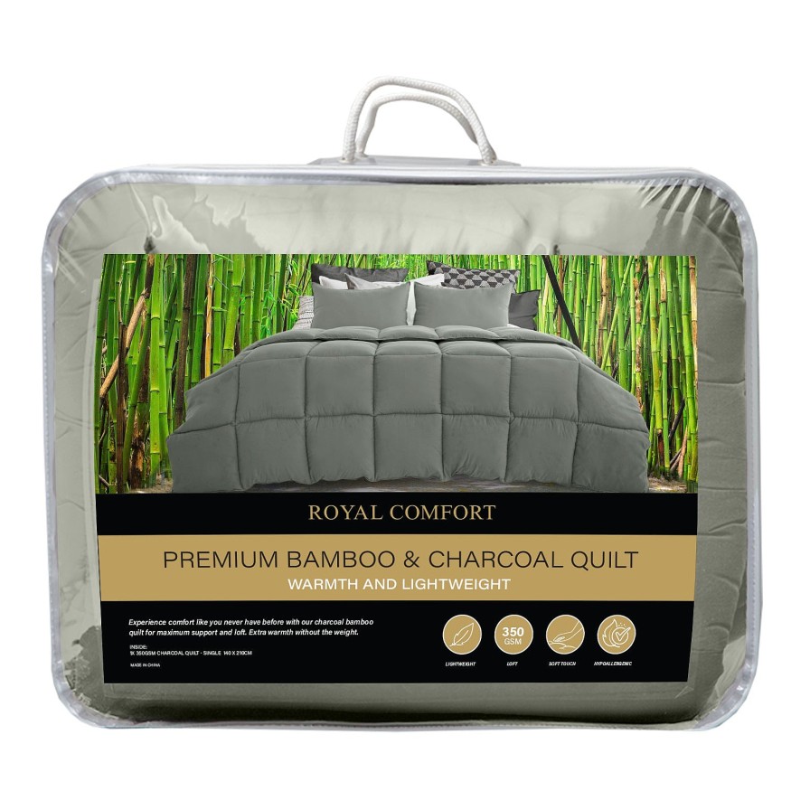 Home Decoration Royal Comfort | Royal Comfort 350Gsm Bamboo Quilt Luxury Bedding Duvet All Seasons Charcoal